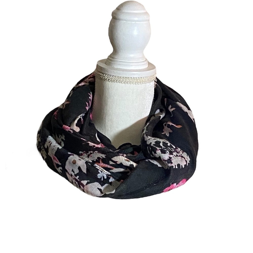 H&M Navy Blue Floral Infinity Circle Scarf